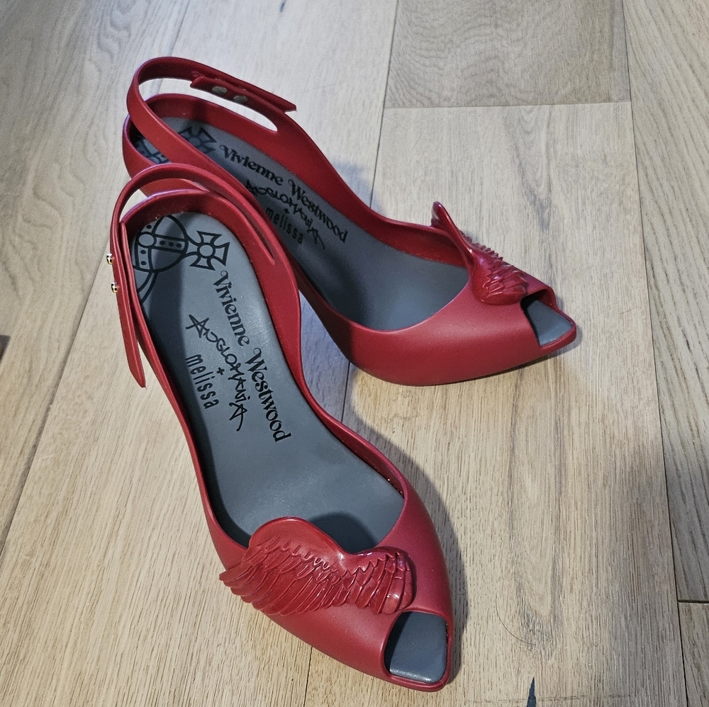 Vivienne Westwood x Melissa red winged pumps